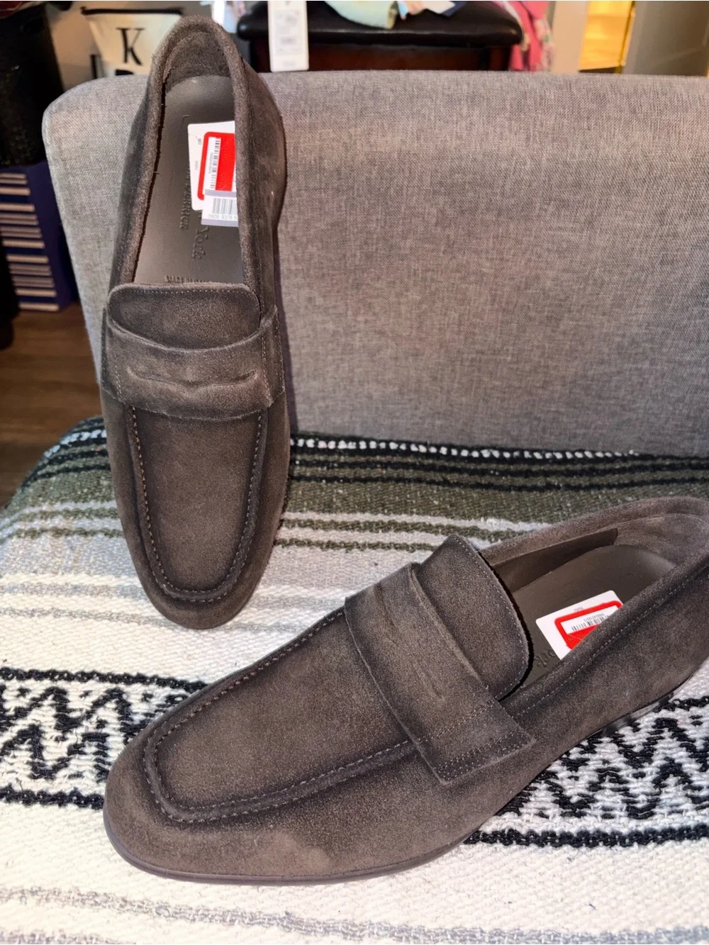To Boot Men's Gray Suede Penny Loafers